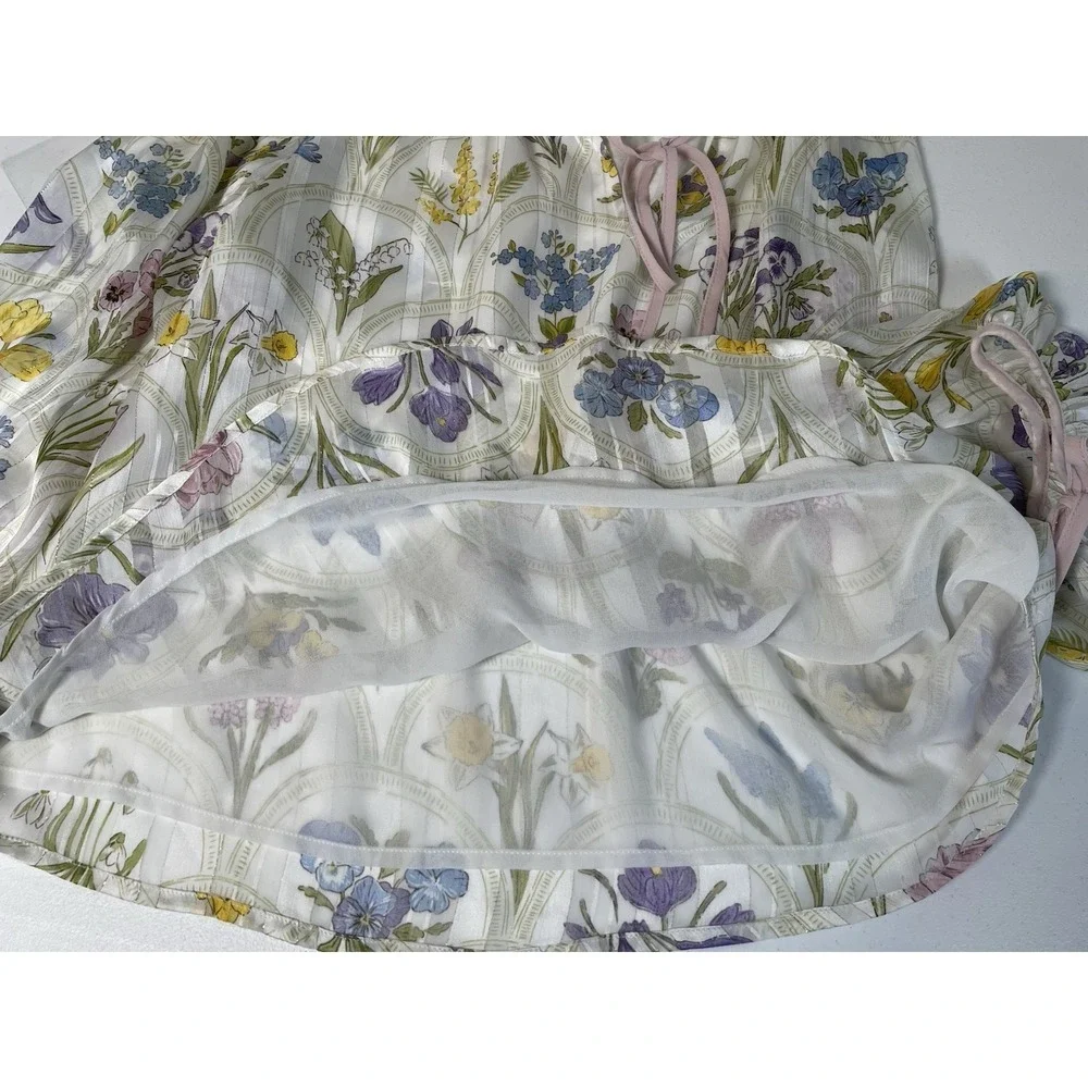 Rachel Zoe Blouse Women's Small Floral Spring Summer Garden Cottage Peasant Top - Picture 6 of 10